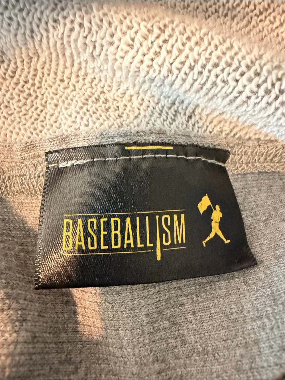 Baseballism Unisex Medium Gray Flag Man Crewneck Sweatshirt